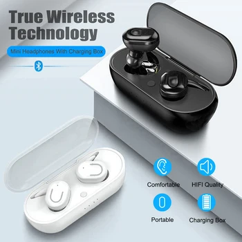 

New TWS Bluetooth 5.0 Earphones 500mAh Charging Box Wireless Headphone 9D Stereo Sports Earbuds Headsets With Microphone