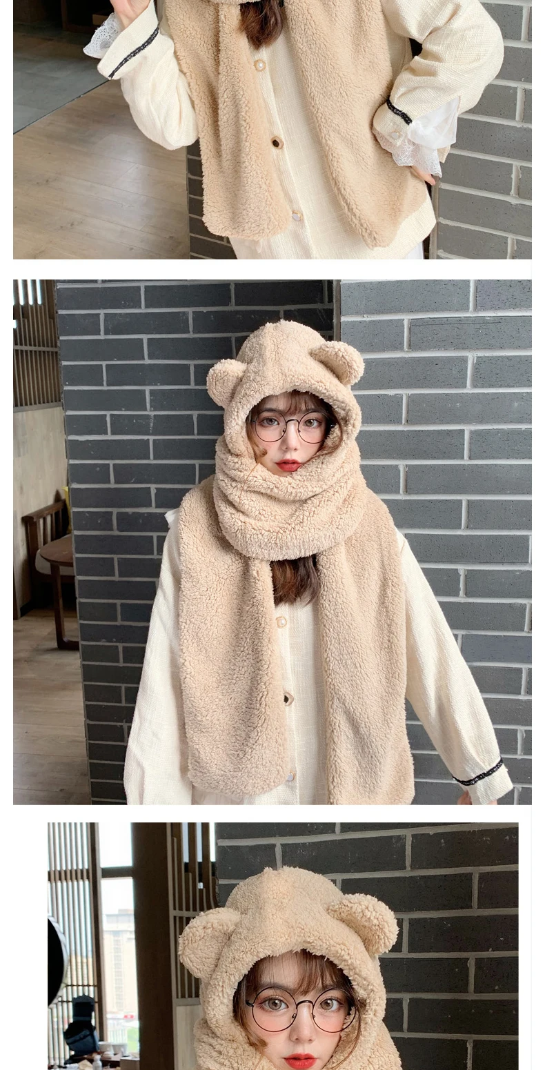 H7736 Шапка-бини с медвежьими ушками, Женская осенне-зимняя теплая ...