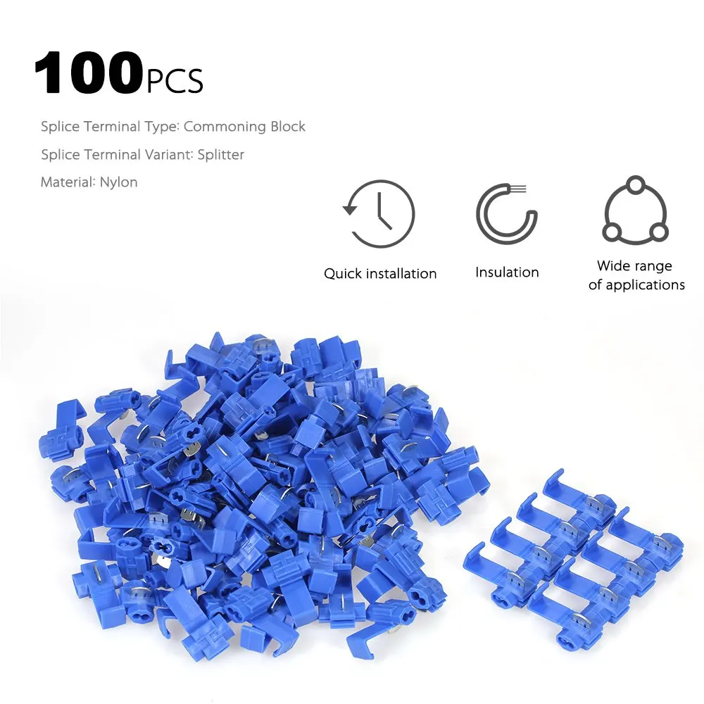 

100PCS Blue Scotch Lock 16-14 AWG wire Connector Electrical Wire Cable connector terminal Insulated Quick Splice Crimp Terminals