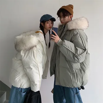 

Winter Men's Bread Cotton-padded Clothes Hat Heavy Seta Collar Loose Coat Male Snow Jackets Keep Warm Parkas Outerwear S-2XL