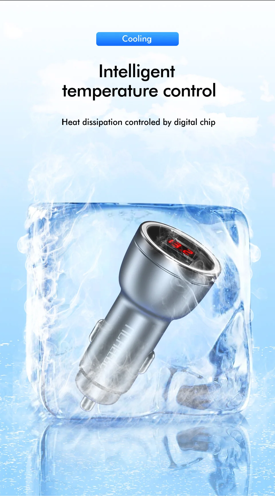 Автомобильное зарядное устройство Licheers с двумя usb-портами, 12 В/3,4 А, цифровой экран, металлический чехол, зарядное устройство для мобильного телефона, для iPhone, USB, быстрое зарядное устройство, адаптер