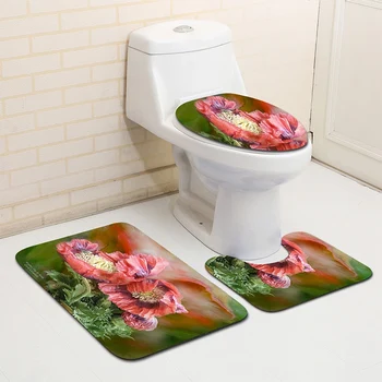 

3 Pcs/Set Toilet Non-Slip Carpet Mat Covers Bathroom Carpet Contour Mat