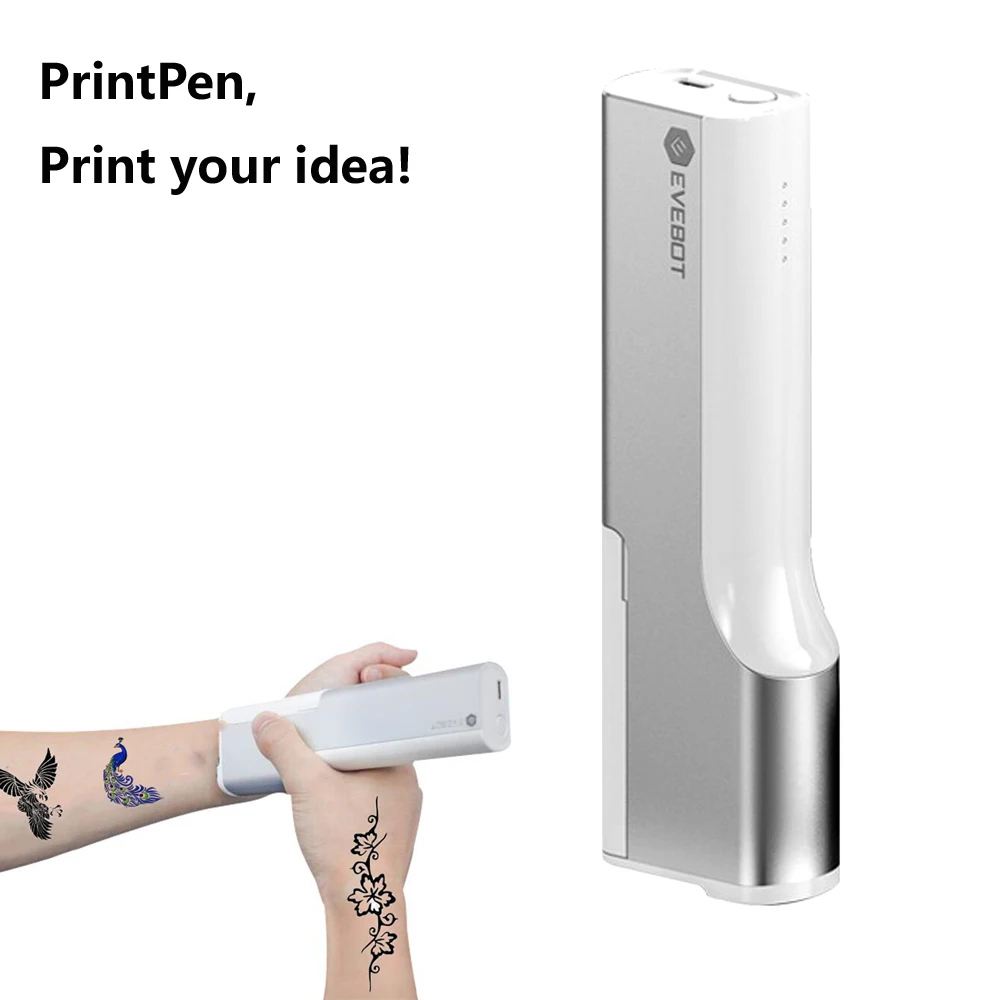 

Evebot Portable Printpen Mini Tattoo Printer Inkjet Pen Portable Handheld Printers Color DIY Printing Pen for Android/IOS