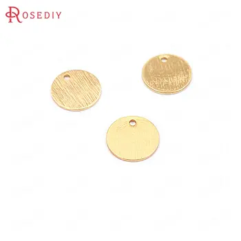 

(F377)20 pieces 9mm thickness 0.5mm 24K Gold Color Brass Striped Round Disk Charms High Quality Diy Jewelry Findings Accessories