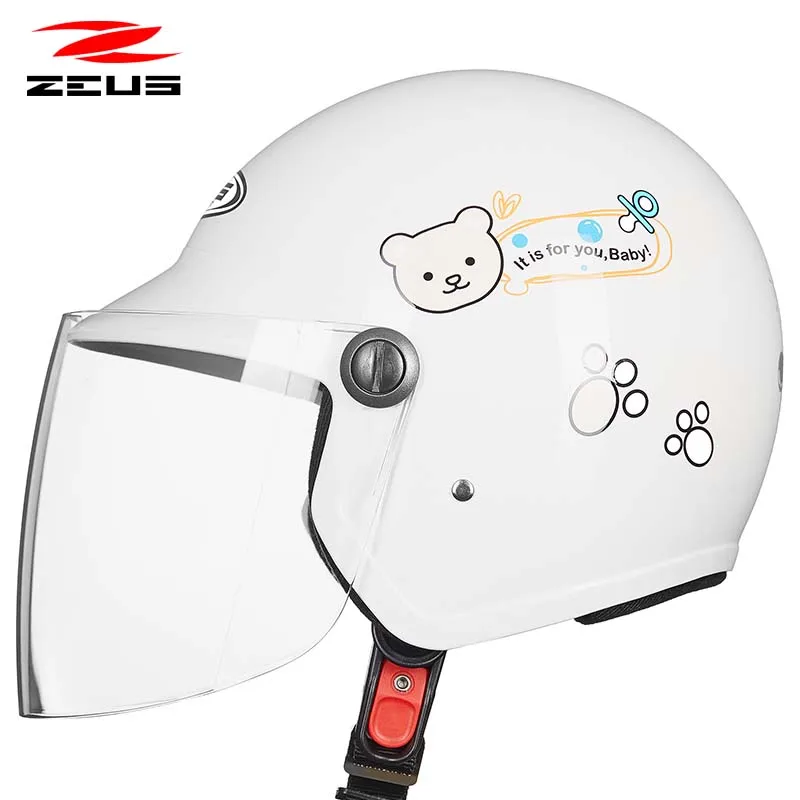 Для мальчиков и девочек ZEUS ZS-201A moto rcycle детский шлем, розовый, красный, синий, желтый мото скутер электрические мото rbike детские шлемы - Цвет: S72 white