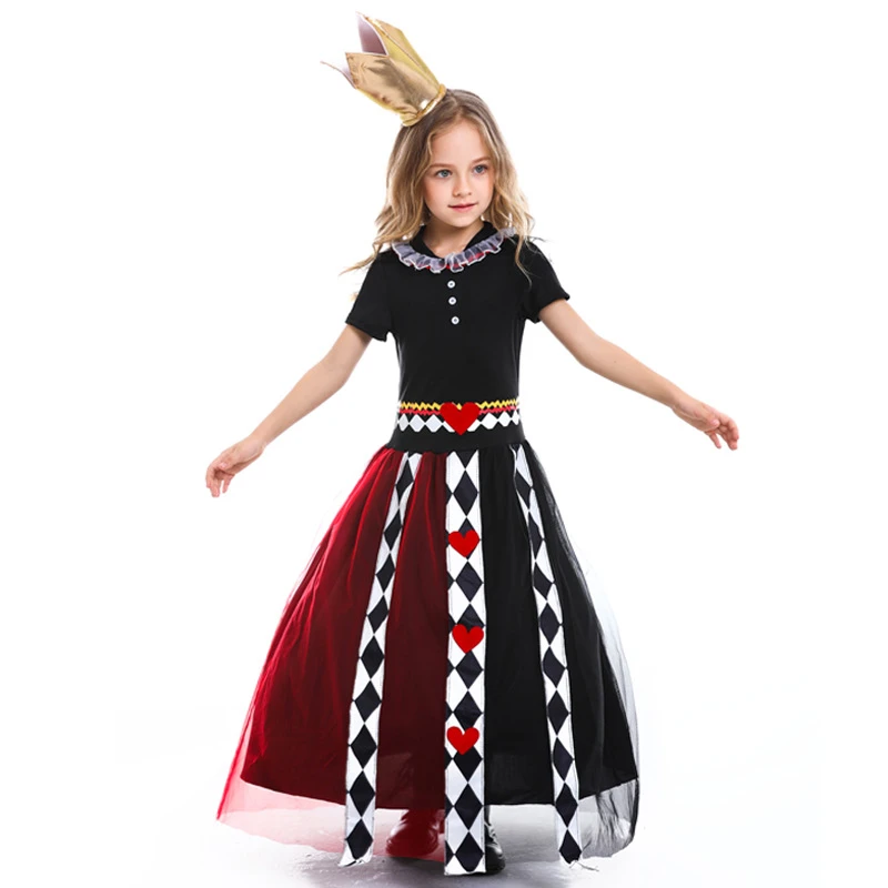 Girls Alice In Wonderland Red Queen Of Heart Cosplay Costume Kids Halloween Performance Fancy Party Dress Children Queen Cosplay Girls Costumes Aliexpress