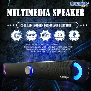 

Original Smalody 9014 Stereo High Fidelity Bass Subwoofer Computer Speakers Colorful LED Computer Soundbar HIFI