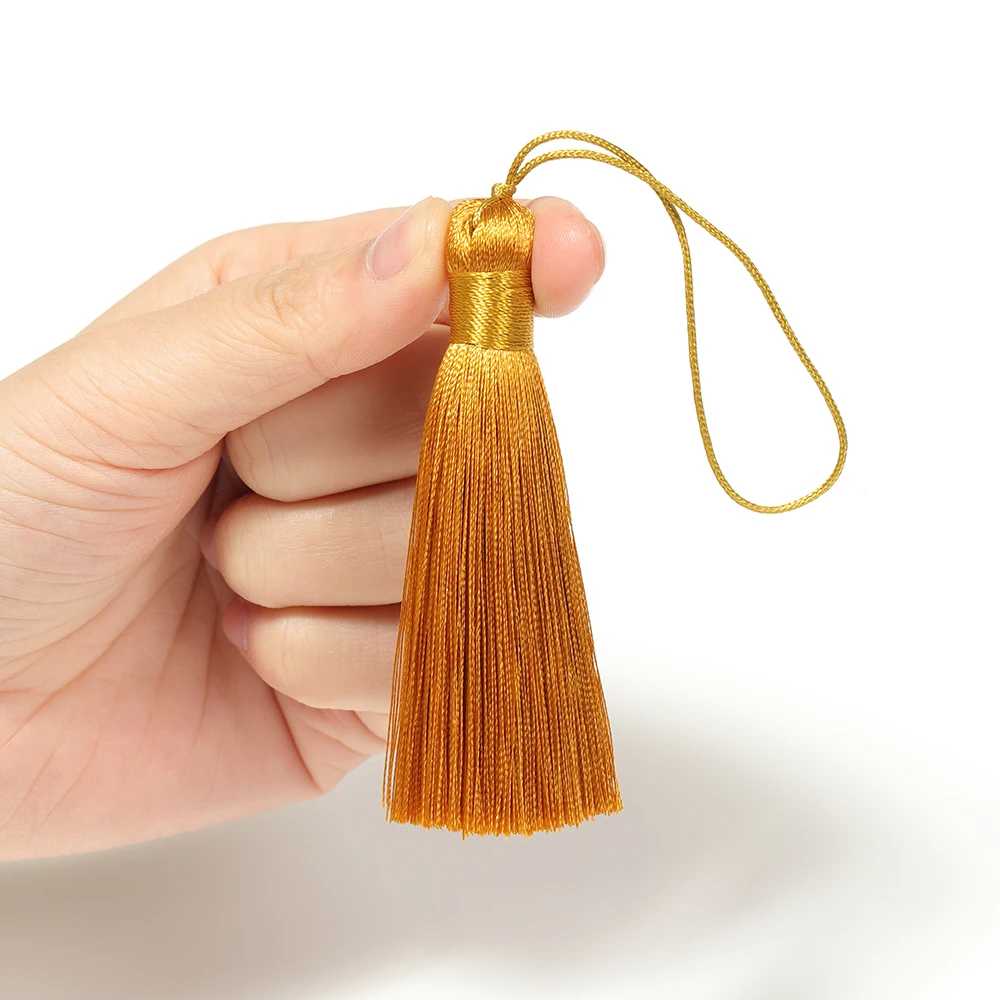 10pcs 8cm Tassel Fringe Trim for Jewelry Making Silk Satin Tassel Brush DIY Earrings Pendant Handmade Crafts Decor Accessories