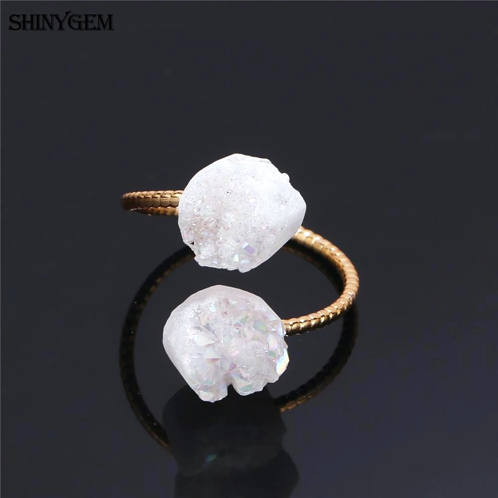 ShinyGem Винтаж естественный неправильной формы сверкающий двойной Druzy камень