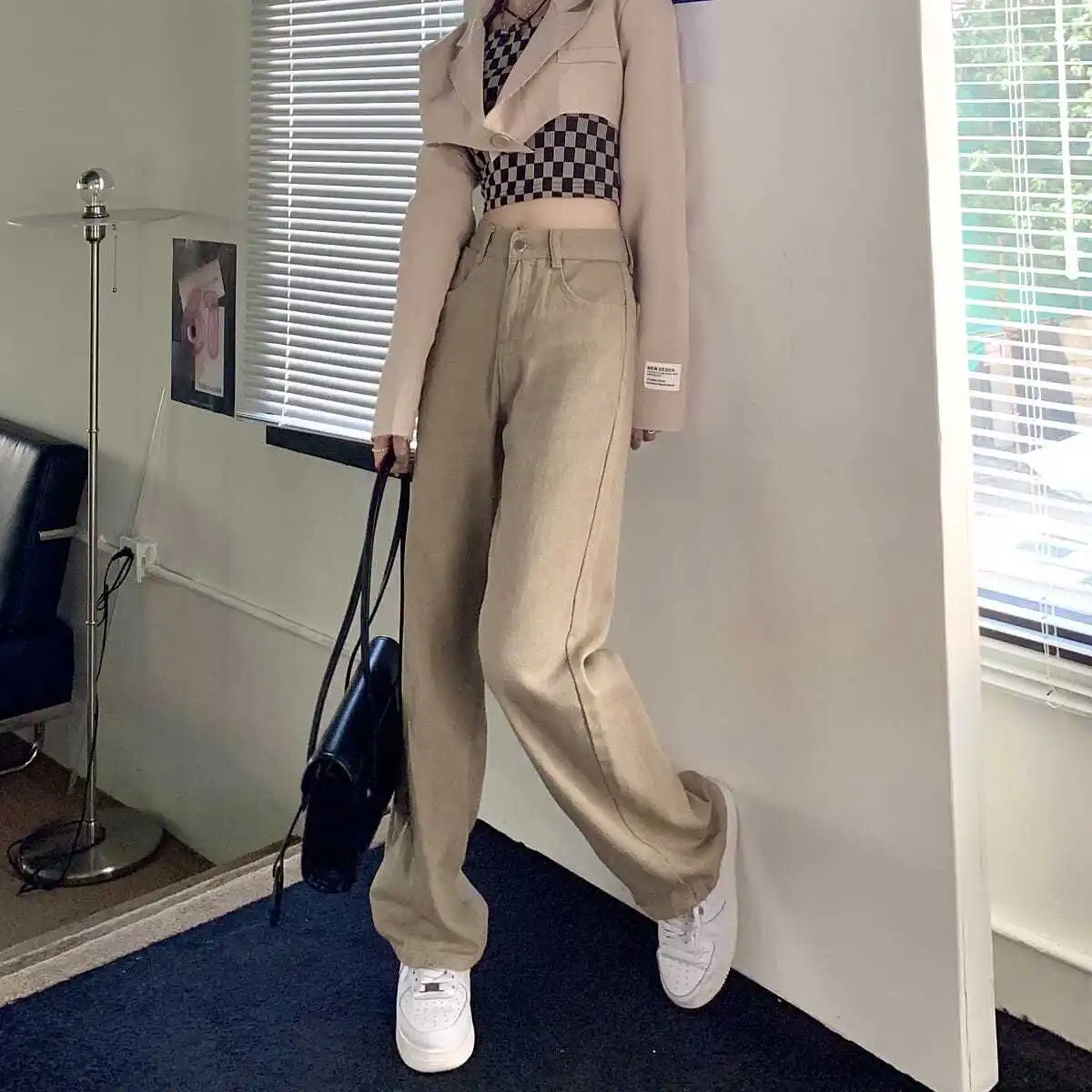 Harem Pants Jeans Women Solid Wide Leg Jeans Summer High Waist Loose Denim Pant Casual Vintage Mom Cowboy Denim Trousers