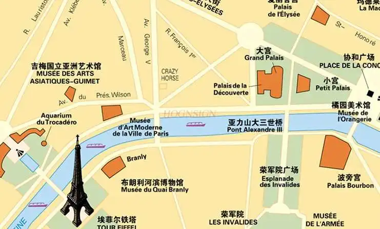 France travel map Paris France map Chinese and English double-sided film waterproof folding resistant shopping spots