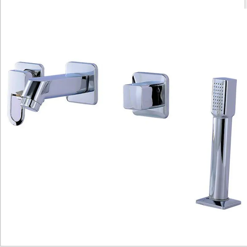 

Four-piece Bathtub Faucet Full Three-hole Separation Split Bath Tub Hot and Cold Water Mixer with Hand Shower