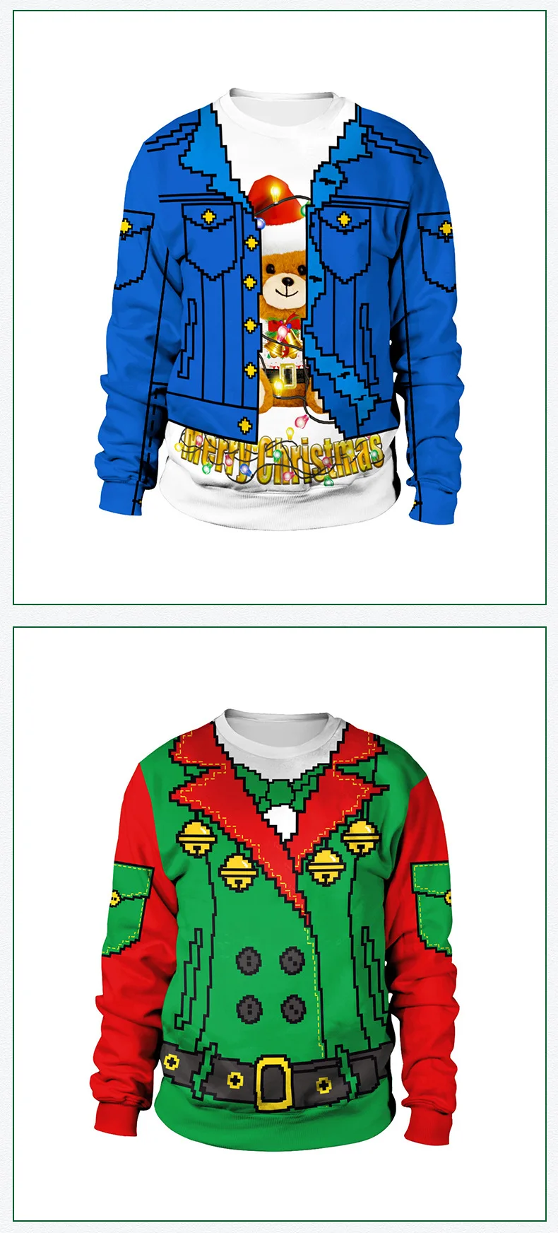New Listing Christmas Sweatshirt Stylish Unisex Men Women Santa Claus Ugly Christmas Novelty Sexy RED Retro Hoodies 60H073