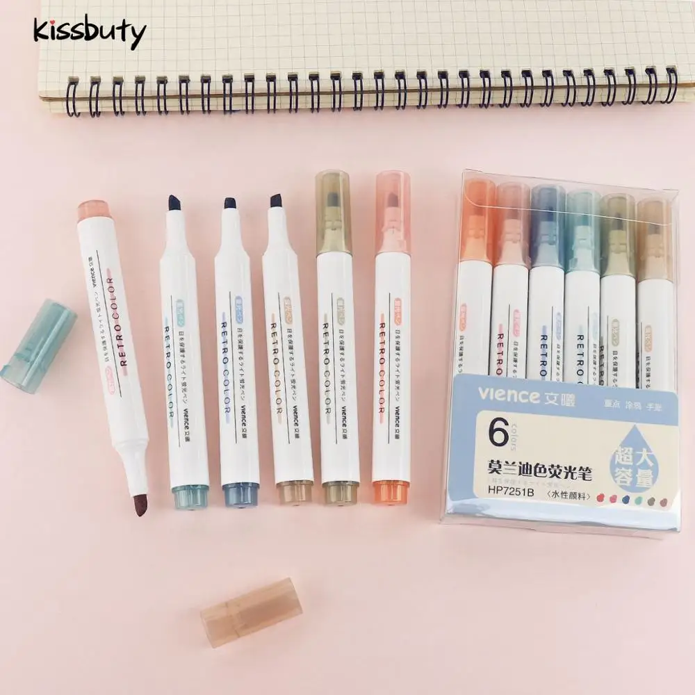 

6Pcs/Set Creative Fluorescent Art Marker Pen Candy Color Drawing Graffiti Highlighter Pens for School Office Supplies Stationery