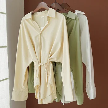 

Cotton Linen Oversized Women Shirt Solid Korean Lazy Long Sleeve Shirts Female 2020 Autumn Summer Comfortable Loose Clothes