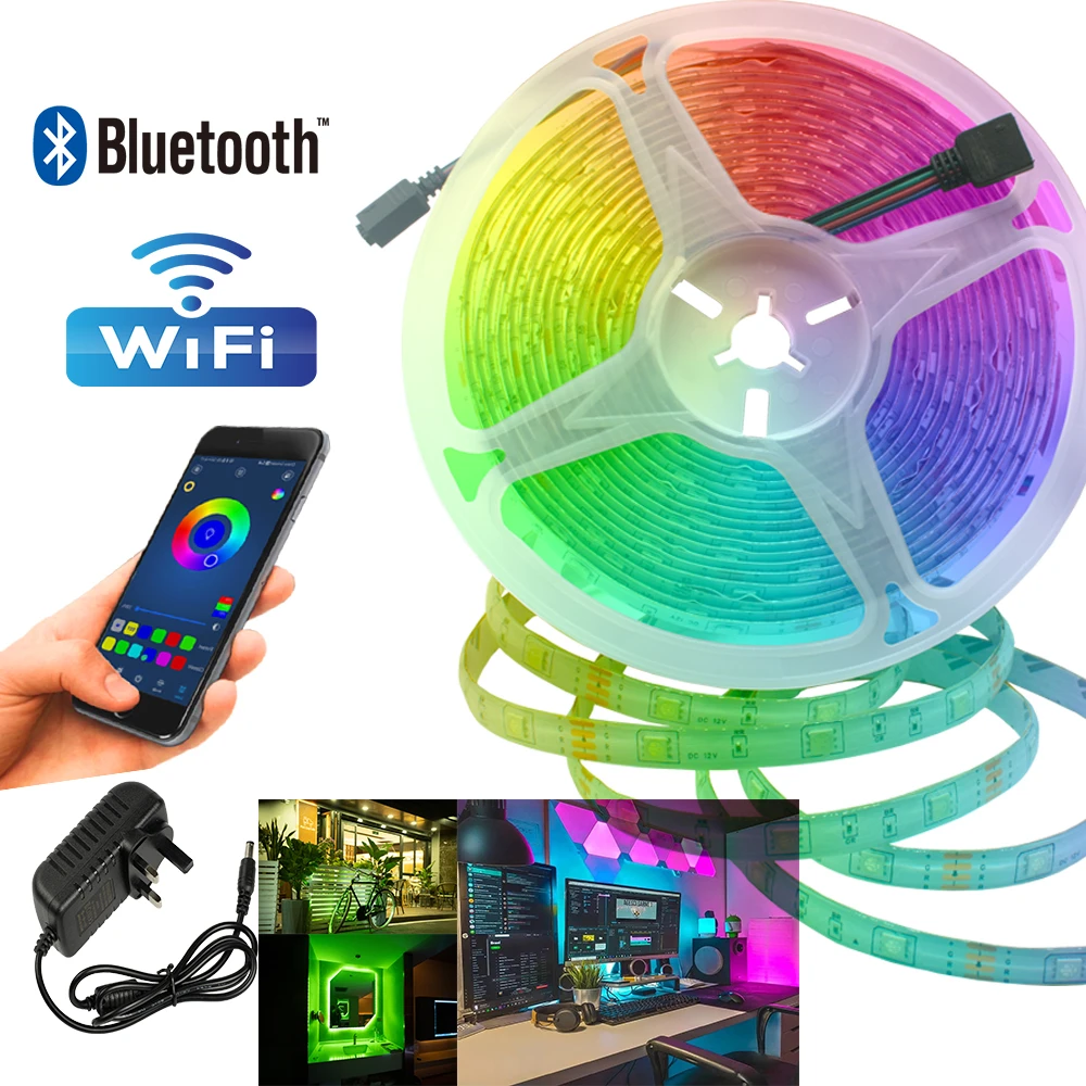 Светодиодный светильник полосы s Bluetooth WI-FI контроллер RGB 5050 без Водонепроницаемый
