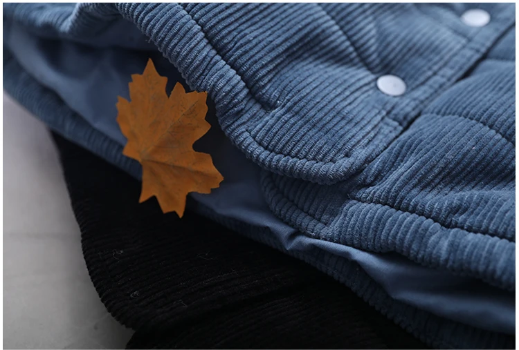 Qi Juan Draw Winter 19 New Style Loose And Plus-sized Literature And Art ya raysteak Slit-Corduroy Short Cotton Overcoat