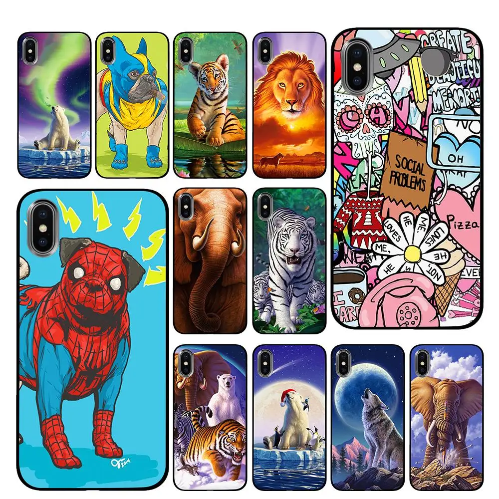 Животное волшебный черный чехол ТПУ для iPhone 5 5S 6 6s 7 8 Plus X XS XR 11 Pro Max | Мобильные