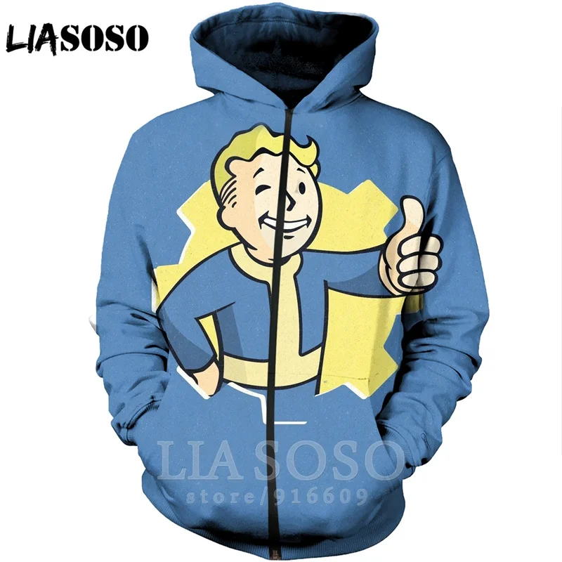 Забавный 3D принт унисекс аниме Fallout 4 хип хоп игра Толстовка с длинным рукавом homme Harajuku рубашка на молнии толстовки рок Толстовка A139
