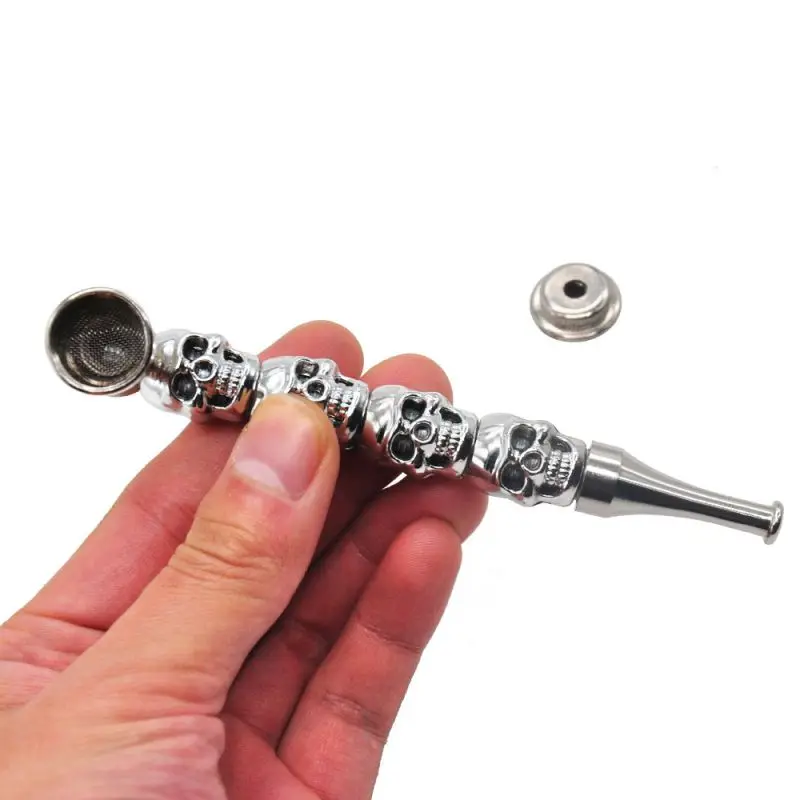 190MM Premium Skull Alloy Metal Smoking Pipe Metal Bowl Metal Smoking