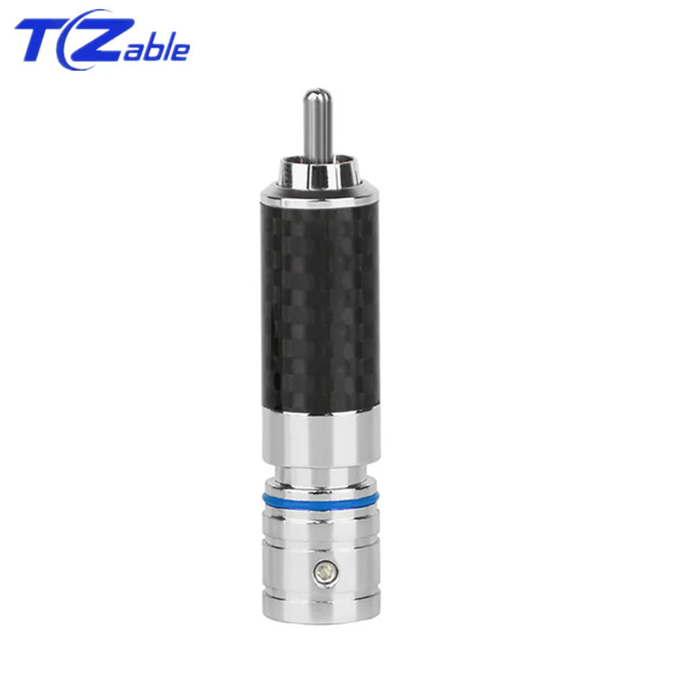 RCA Connectors Audio Plug Solder Male Carbon Fiber Rhodium Plated Speaker RCA Connector RCA Terminals Adapter 8.5mm Wire Hole - Цвет: Blue