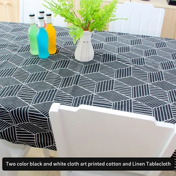 

Dinning Anti Dust Home Kitchen Reusable Wear Resistant Protection Rectangle Tablecloth Outdoor Geometric Style Scratchproof