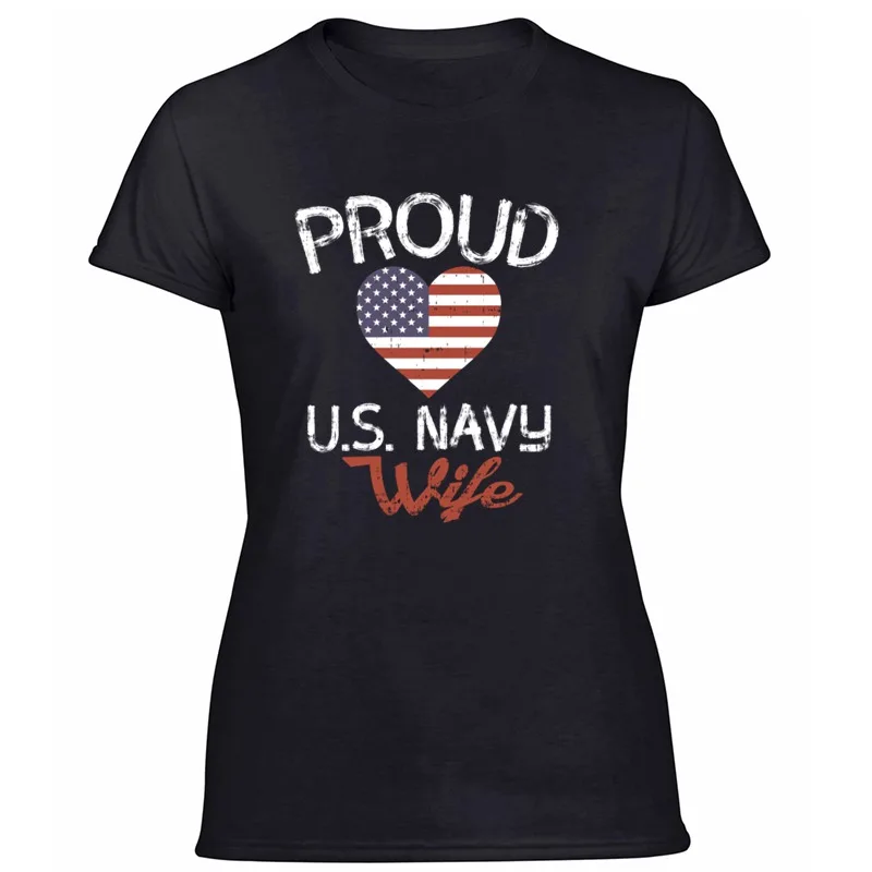 Летняя мужская футболка Proud Navy Wife с круглым вырезом и коротким рукавом, хлопок, Мужская футболка в стиле хип-хоп