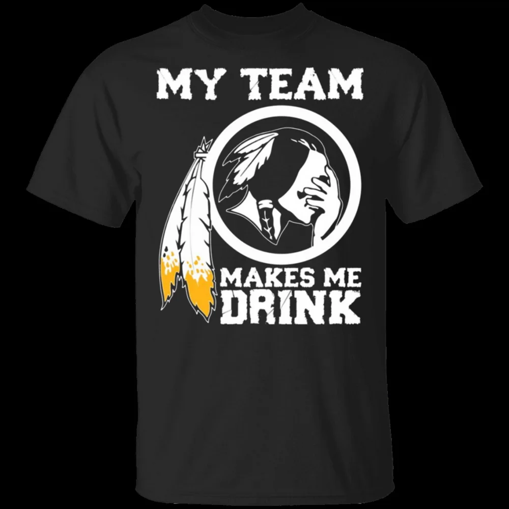 Новая Черная футболка с надписью Redskins My Team Make Me Drink Размеры M Xxxl Ретро футболка| |
