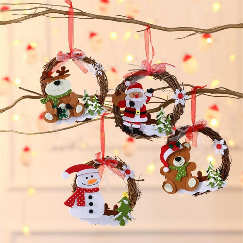 Round Hoop DIY Christmas Decoration Wire Wreath Frame Wall Hanging