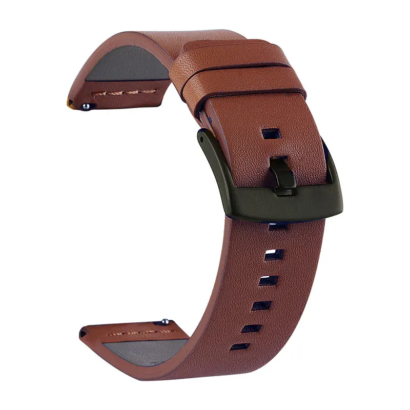 Black buckle brown Часы UTHAI Z26 из натуральной кожи 18 20 22 24 мм для samsung Watch 46 мм 44 мм 42 мм 40 мм ремешок для huawei Watch для moto360 II - Цвет ремешка: Black buckle brown
