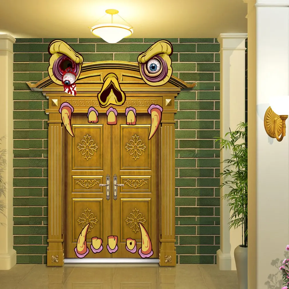 

HW022 Halloween Stickers Grimace Big Eyes Fangs Practical Holiday Decoration Floor Stickers Wall Stickers