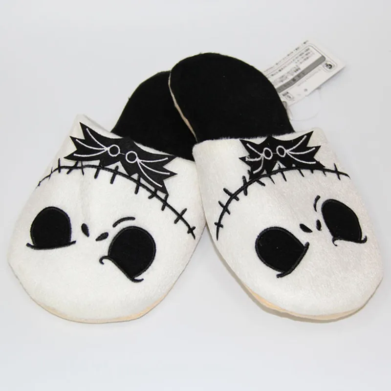 Winter slippers, Halloween ghost head warm home floor slippers Christmas Eve scare skull plush cotton slippers