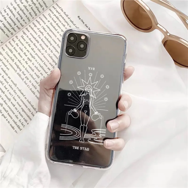 The Star Death Tarot Mystery totem Transparent Phone Case For iphone 8 7 Plus SE 2 12 11 13 pro max X XS MAX XR Clear TPU Cover iphone 13 pro max cover