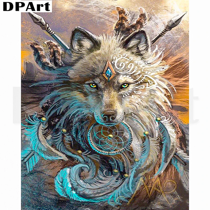 Diamond Painting Full Square/Round Drill The Totem Wolf 5D Daimond Embroidery Cross Stitch Kit Mosaic Rhinestone Y044 | Дом и сад