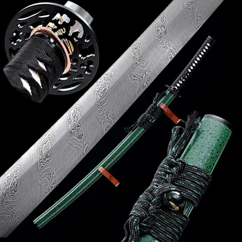 

HandMade Very Sharp Japanese Samurai Sword Katana Twisted Pattern Steel Blade Swords Battle Knife