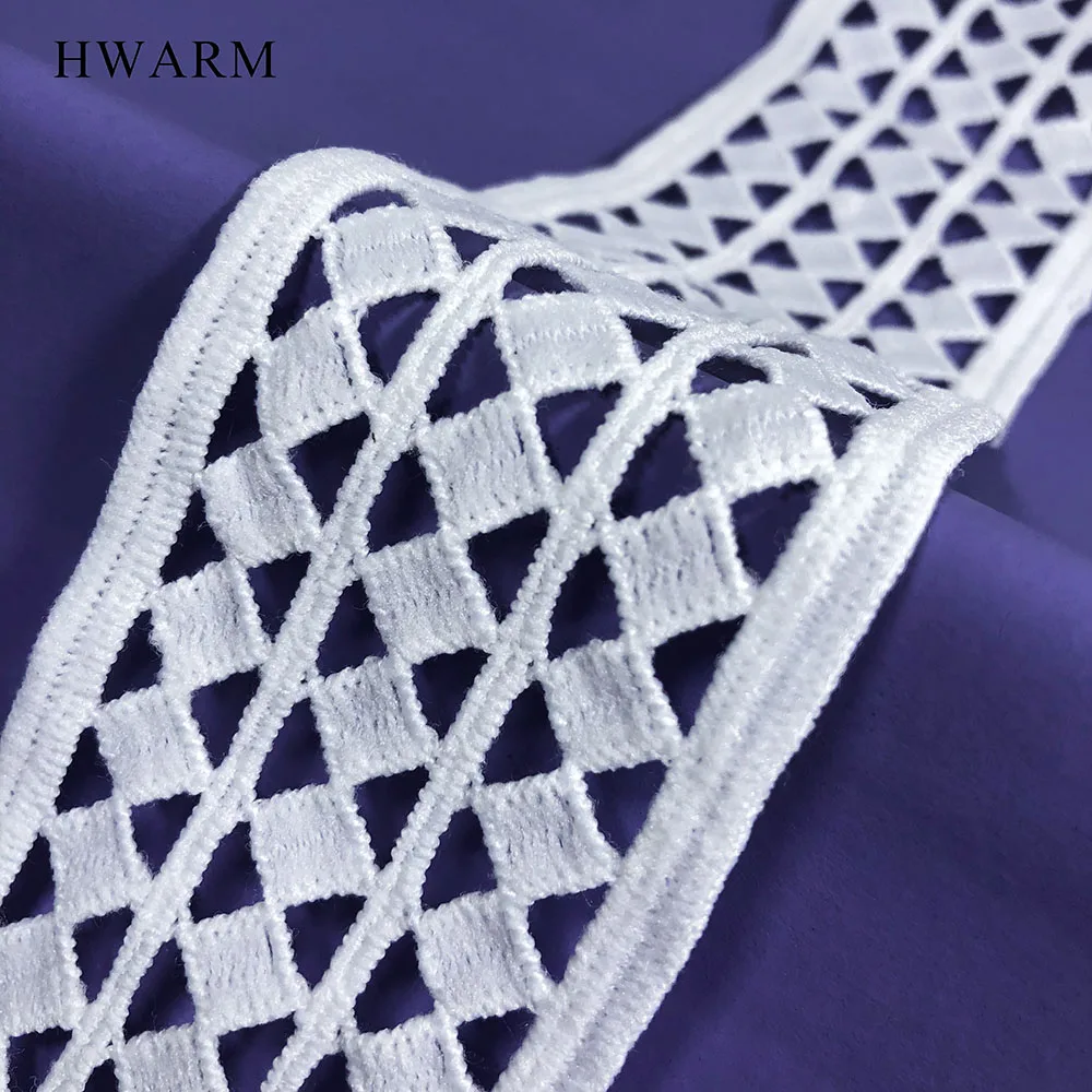 

10yard 4.8cm Square Geometry Bar Code White African Lace Fabric Dress Accessories Women Clothing Skirt Sewing Trim Decoration