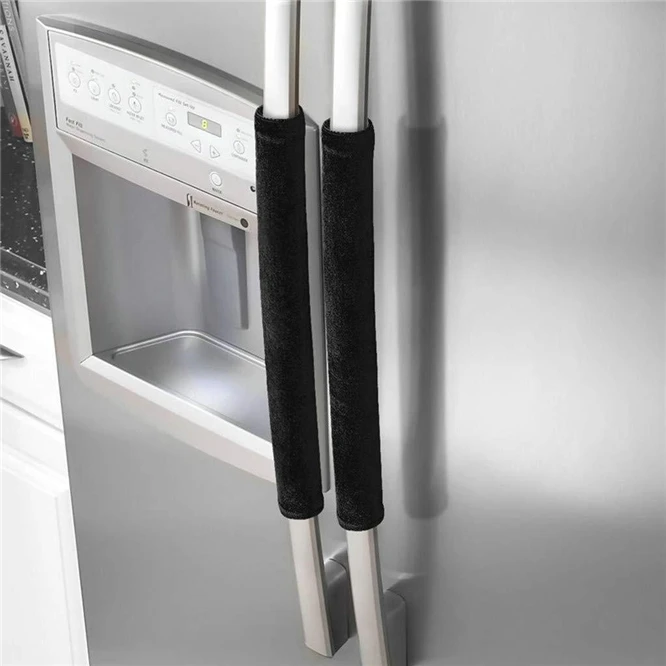 Высококачественная 2 шт Крышка для ручки кухонного прибора Декор пятен двери холодильник духовка сопротивление скольжению 40*12 см - Цвет: black