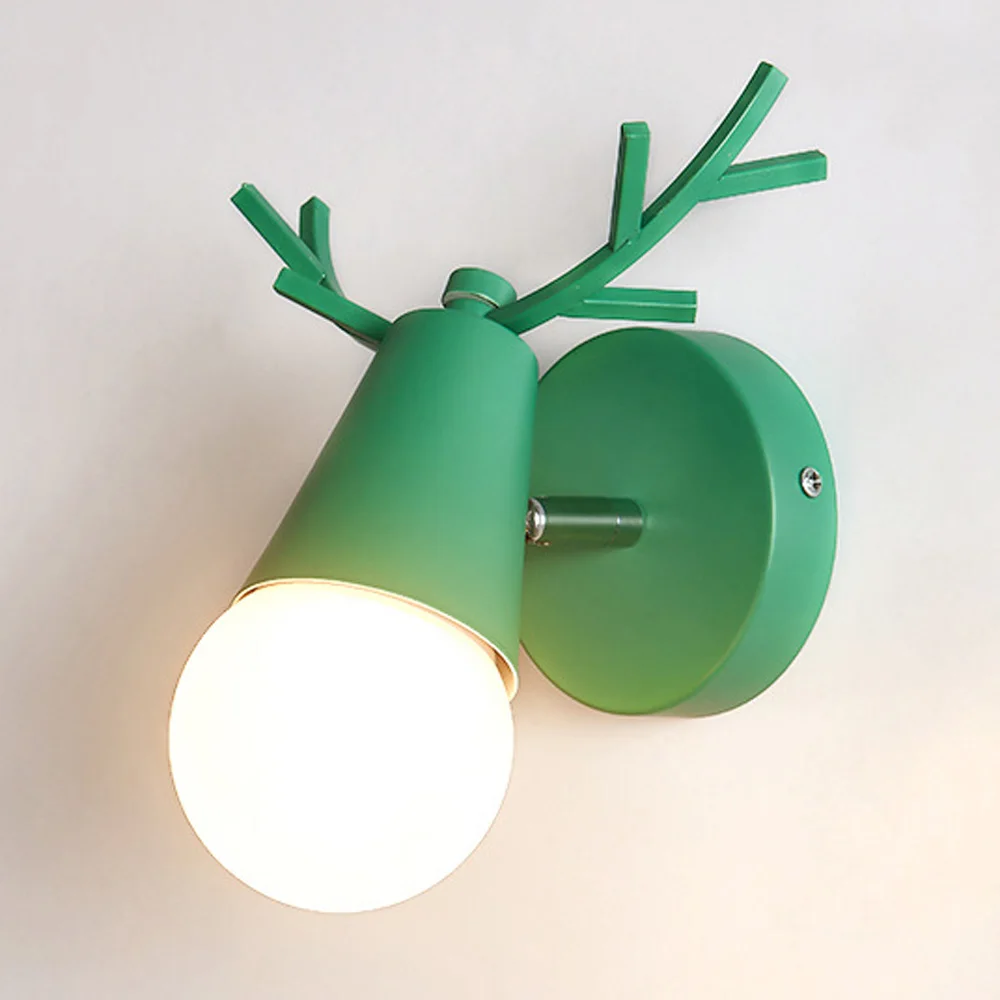 Loft Antique Iron Simple Antlers Wall Lamp Retro For Bathroom Bedroom Decor