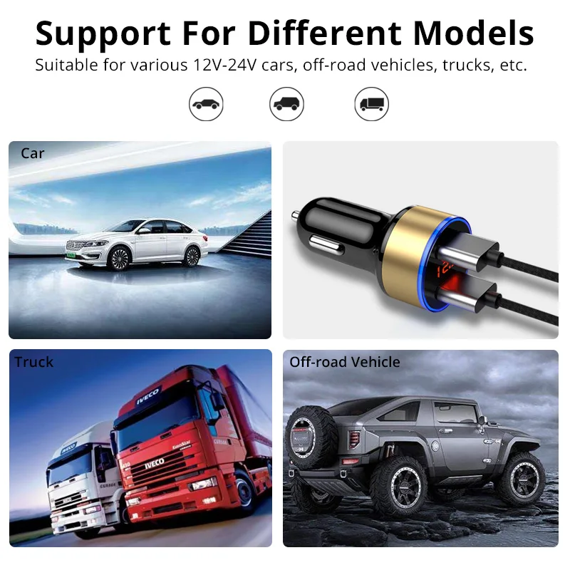 FONKEN USB Car charger 2 Port Phone in Car-Charger Multi Charging for Dual Mobile Device LED 3.1A Universal  Auto Adapter ► Photo 2/6