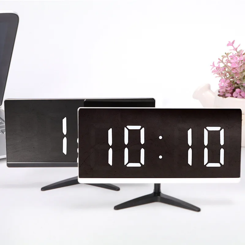 Digital Alarm Clocks LED Mirror Clocks Multifunction Snooze Display Temperature Time Night LCD Light Tables Desktops USB Cables