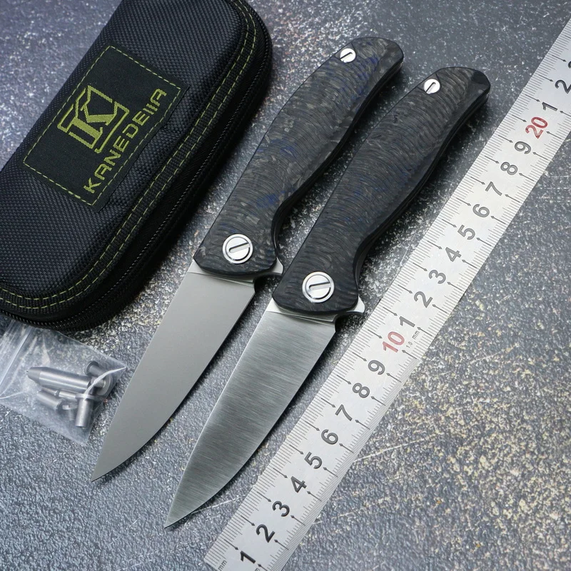 Складной нож Kanedeiia F3 Flipper лезвие M390 из титана и углеродного волокна ручка для