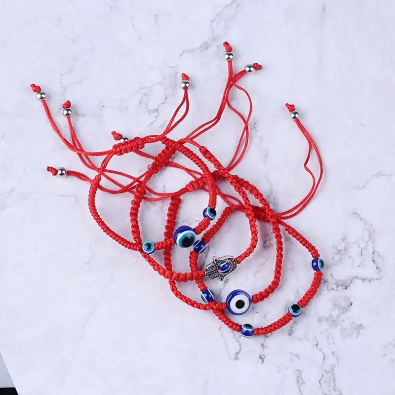 

Turkish Evil Eye Protection Kabbalah Red String Bracelets Fatima Hand Jewelry U50C