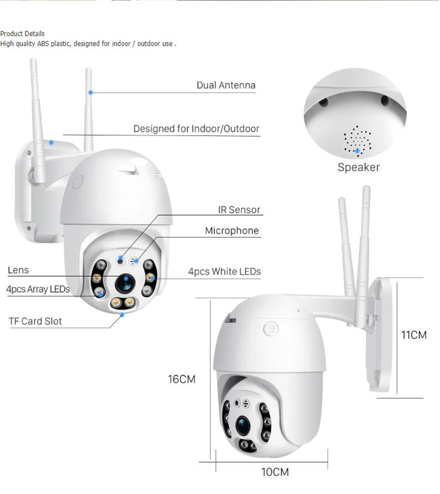 Купольная камера видеонаблюдения sgoway 1080P 2 МП Wi Fi беспроводная цветная в ночное