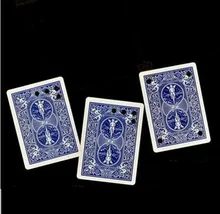 Tarjeta de matriz con agujero móvil en la parte trasera del Póker azul, juguetes mágicos con apariencia de tarjeta hueca, trucos de magia Wow, broma clásica, Magie trucos de magia