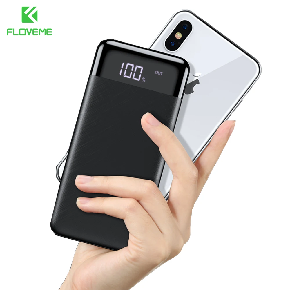 FLOVEME Мощность банка для xiaomi iPhone huawei 10000 мАч с светодиодный Дисплей Портативный Мощность Bank внешняя Батарея быстрой зарядки с двумя портами USB