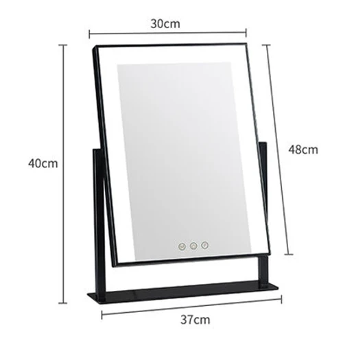 Black 30x41cm Голливудское зеркало со светодиодной подсветкой, зеркало для макияжа, полоска света, косметическое дорожное сенсорное управление, дизайн, 10х увеличение, косметическое зеркало - Цвет: Black 30x41cm