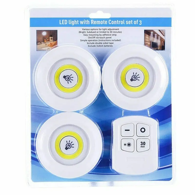 

Night Light Dimmable LED Cabinet Light With Remote Control Battery Operated LED Closets Lights for Wardrobe Bathroom Wall Lamps