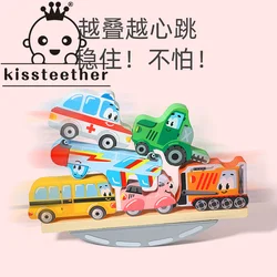 Kissteether Animal Balance Stacking Blocks Wooden Animal Balanced Stacked High Blocks Puzzle Building Game for Toddler Kids Toys