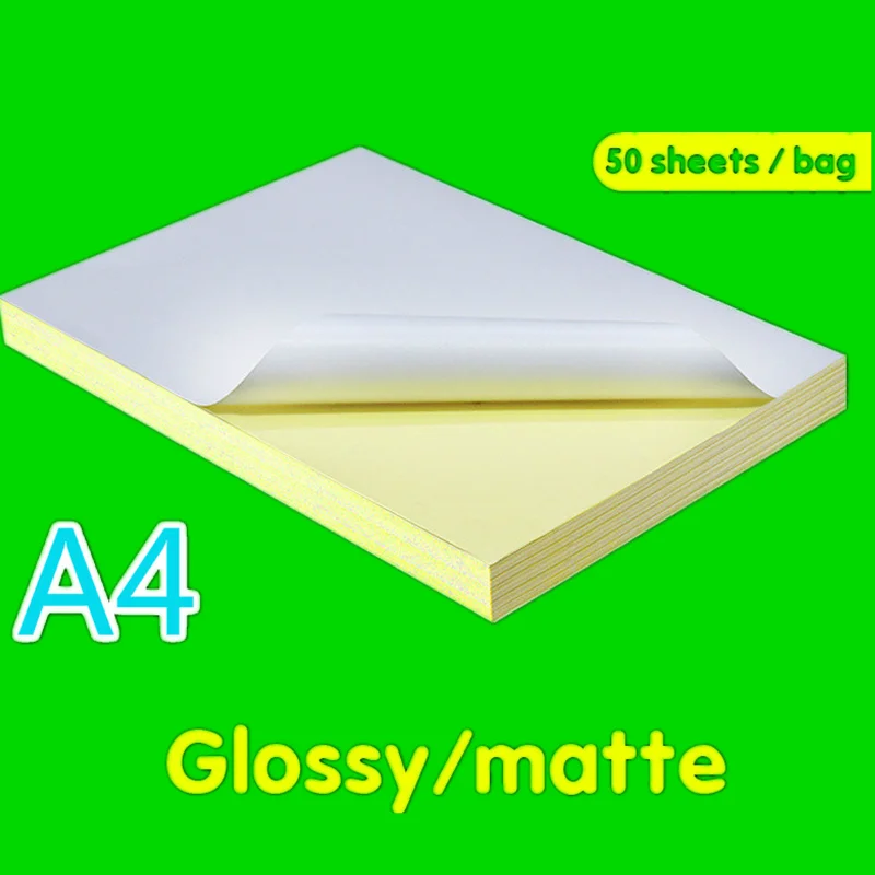 50 Sheets / Package A4 Laser Inkjet Printer Copier Kraft Paper White Sticker Matte Face Matte Laser Inkjet Surface Paper