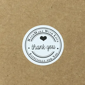 

500PCS/Lot 3cm Round THANK YOU Labels White Stickers Handmade With love Stickers Labels Paper Scrapbook Seal Adhesive Label